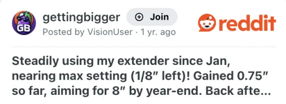 Reddit post: gained 0.75 inches