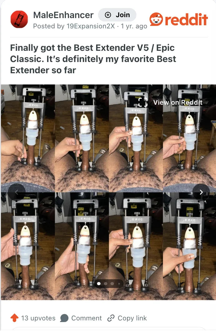 Reddit post in r/MaleEnhancer about the Best Extender V5 / Epic Classic
