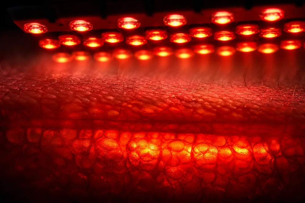 Red light therapy LEDs on tissue